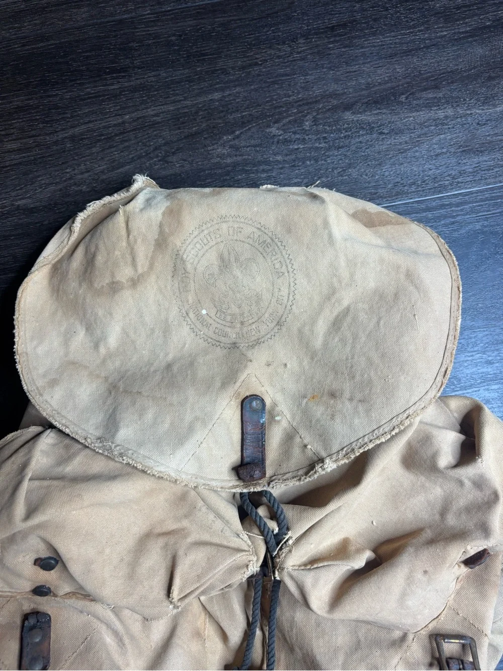 Vintage Boy Scouts Of America Brown Canvas Backpack Rare Collectible Antique